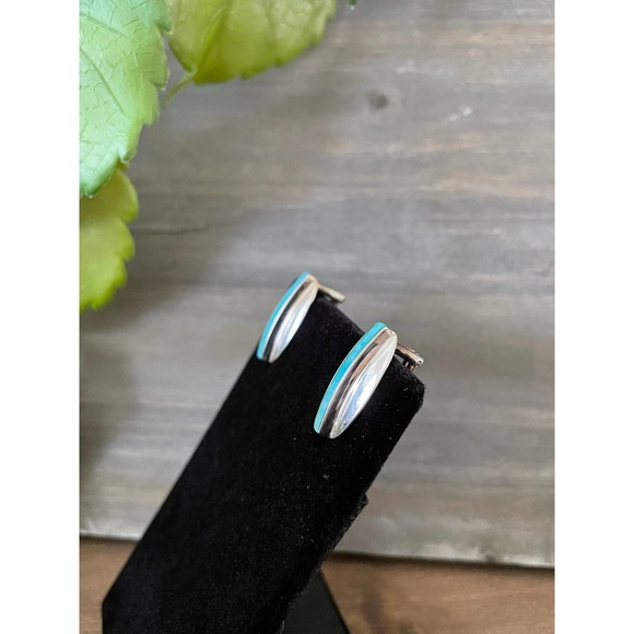 Vintage Turquoise Sterling Silver Earrings - Picture 6 of 8